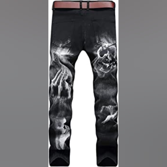 New Mens Painted Designer Slim Fit Jeans Multiple Sizes - Picture 2 of 2